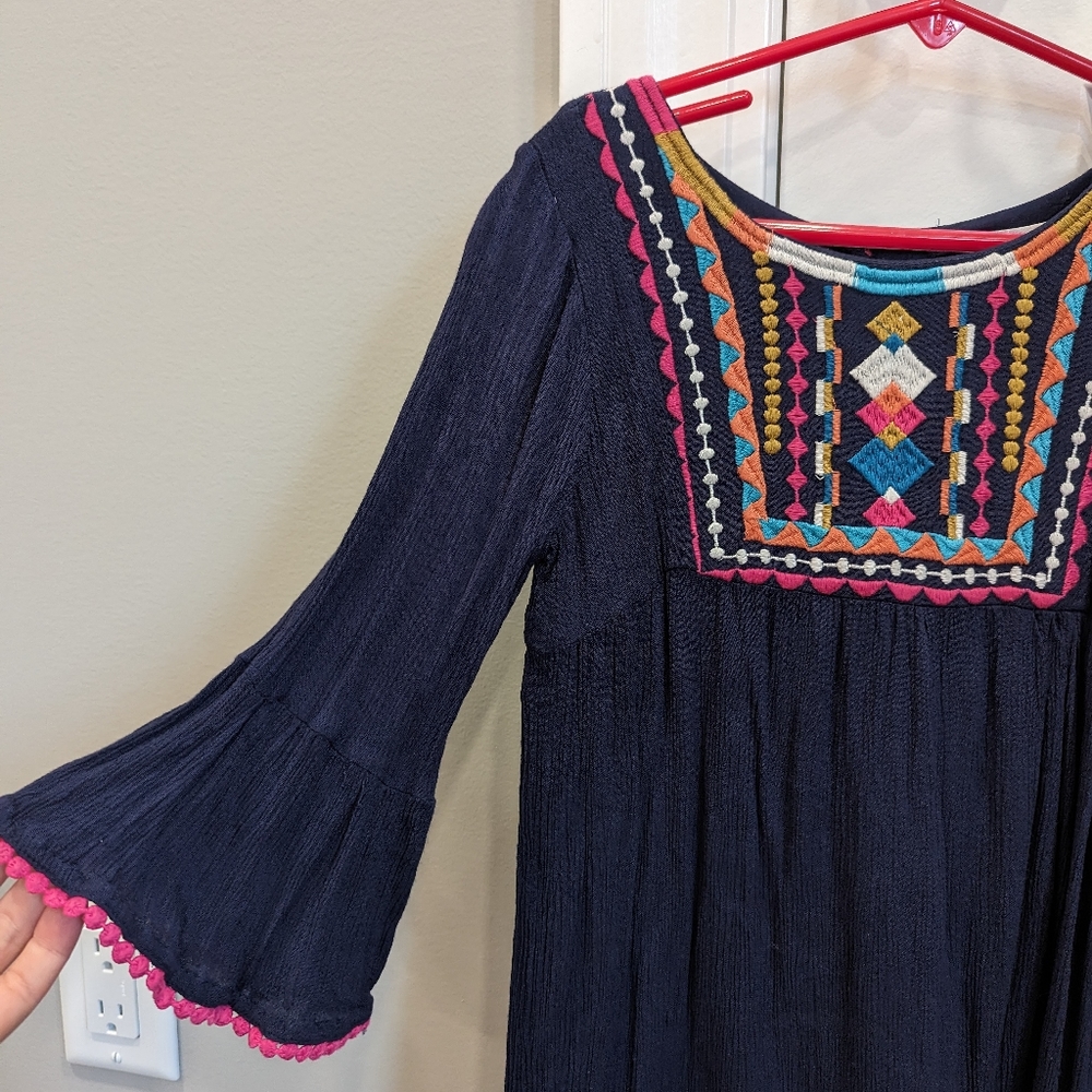 ROUTE 66 girls embroidered boho navy blue dress - Picture 5 of 5